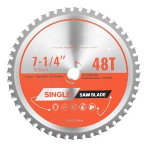 circular saw blade, 7 1/4 inch diameter, 48 sharp alloy teeth, 5/8 inch arbor, fine finish, metal cutting blade for circular saw, with noise reducing heat vents, for cutting steel and aluminum