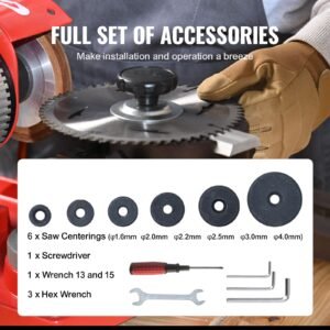 circular saw blade sharpener, 370w 3600rpm rotary angle mill grinder, saw blade grinding sharpening machine with 6 saw centerings, 5 inch grinding wheel for carbide tipped saw blades