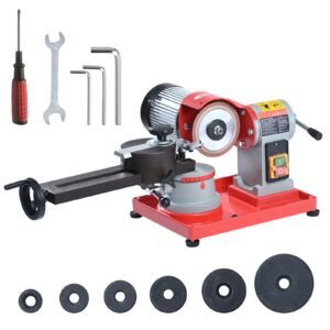 Circular Saw Blade Sharpener, 370W 3600RPM Rotary Angle Mill Grinder, Saw Blade Grinding Sharpening Machine with 6 Saw Centerings, 5-inch Grinding Wheel for Carbide Tipped Saw Blades