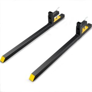clamp on pallet forks, 2000 lbs capacity pallet forks, 60" tractor bucket forks, heavy duty front loader attachment for loader bucket, tractor, skid steer, tractor forks for agriculture and farm