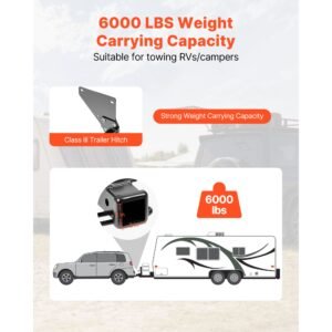 class 3 trailer hitch, 2 inch receiver, 6000 lbs, q345b steel tube frame, compatible with 2020 2024 toyota rav4, multi fit hitch to receive ball mount, cargo carrier, bike rack, tow hook, black
