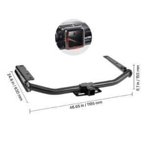 class 3 trailer hitch, 2 inch receiver, compatible with 2014 2019 toyota highlander, q345b steel tube frame, multi fit hitch to receive ball mount, cargo carrier, bike rack, and tow hook, black