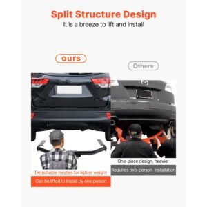 class 3 trailer hitch, 2 inch receiver, compatible with 2014 2019 toyota highlander, q345b steel tube frame, multi fit hitch to receive ball mount, cargo carrier, bike rack, and tow hook, black