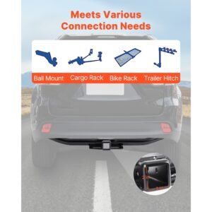 class 3 trailer hitch, 2 inch receiver, compatible with 2014 2019 toyota highlander, q345b steel tube frame, multi fit hitch to receive ball mount, cargo carrier, bike rack, and tow hook, black