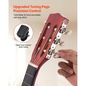 classical guitar, 30 inch, wood classical guitar starter kit for beginners, with nylon strings, gig bag, strap, tuner, extra strings, pick, capo, basswood, for kids girls boys students, sunburst