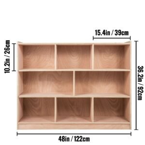 Classroom Storage Cabinet Plywood 8-Section Preschool Storage Shelves 36 Inch High Classroom Cabinet Storage with Casters