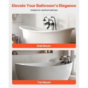 clawfoot tub faucet, wall mount bathtub faucets with handheld shower, vintage oil rubbed bronze clawfoot tub filler faucet shower kit with adjustable swing arms & 360° rotation spout