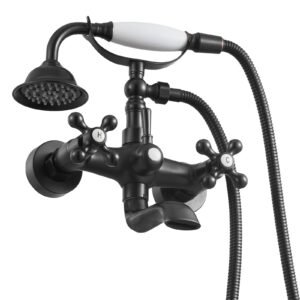 Clawfoot Tub Faucet, Wall Mount Bathtub Faucets with Handheld Shower, Vintage Oil-Rubbed Bronze Clawfoot Tub Filler Faucet Shower Kit with Adjustable Swing Arms & 360° Rotation Spout