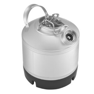 Cleaning Keg, 1.75 Gallon/6.5L Keg Line Cleaning Kit with D Coupler Connection & Rubber Base, Beer Lines Cleaner Used for Beer Line Cleaning, 304Stainless Steel Kegerator Beers Lines Cleaner Kit