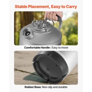 cleaning keg, 1.75 gallon/6.5l keg line cleaning kit with d coupler connection & rubber base, beer lines cleaner used for beer line cleaning, 304stainless steel kegerator beers lines cleaner kit