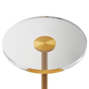 Clear Acrylic End Table, Acrylic Side Table with a Solid Base, 11.9 x 11.9 inch Round Tabletop, 21.4 inch High, for Coffee, Drink, Food, Snack used in Living Room, Bedroom, and Study