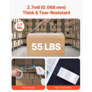 clear packing tape, 3 inches core, 6 rolls 1.88 inches x 65 yards packing tape with dispenser, 2.7 mil heavy duty packaging tape designed for moving, storage and packing, shipping and mailing