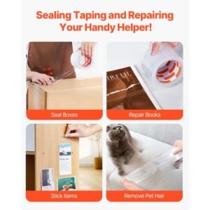 clear packing tape, 3 inches core, 6 rolls 3 inches x 65 yards packing tapes, 2.7 mil thick, heavy duty packaging tape designed for moving, storage and packing, shipping and mailing, office