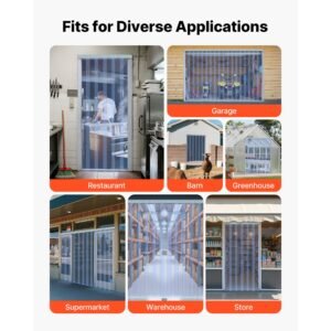 clear pvc strip curtain, 101 ft length x 12 in width, plastic door strip bulk roll, walk in freezer cooler curtain strips for doorways of supermarket, garage, warehouse, barn, pet animal house