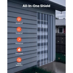 clear pvc strip curtain, 101 ft length x 12 in width, plastic door strip bulk roll, walk in freezer cooler curtain strips for doorways of supermarket, garage, warehouse, barn, pet animal house