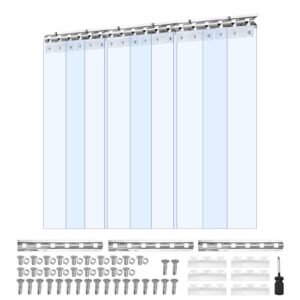 Clear PVC Strip Curtain, 80 in Height x 36 in Width x 0.08 in Thickness, 6 PCS Walk in Freezer Cooler Curtain Strips, Smooth Waterproof Plastic Door Strips for Warehouse, Freezer, Garage Doors