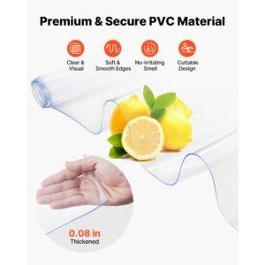 clear pvc strip curtain, 80 in height x 36 in width x 0.08 in thickness, 6 pcs walk in freezer cooler curtain strips, smooth waterproof plastic door strips for warehouse, freezer, garage doors