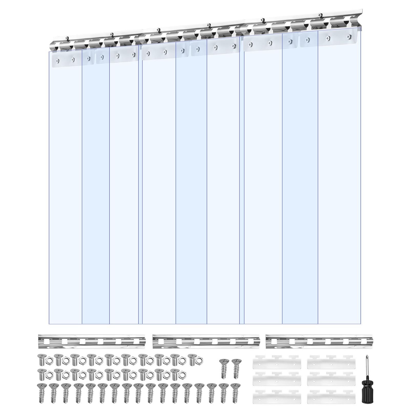 clear pvc strip curtain, 84 in height x 36 in width x 0.08 in thickness, 6 pcs walk in freezer cooler curtain strips, smooth waterproof plastic door strips for warehouse, freezer, garage doors