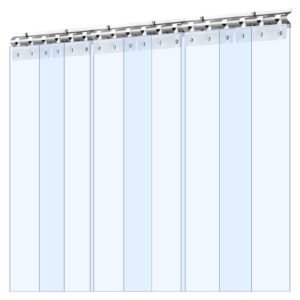 clear pvc strip curtain, 84 in height x 36 in width x 0.08 in thickness, 6 pcs walk in freezer cooler curtain strips, thermal insulating plastic door strips for warehouse, freezer, garage doors