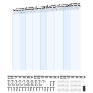 clear pvc strip curtain, 84 in height x 36 in width x 0.08 in thickness, 6 pcs walk in freezer cooler curtain strips, thermal insulating plastic door strips for warehouse, freezer, garage doors