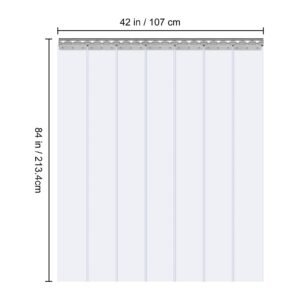clear pvc strip curtain, 84 in height x 42 in width x 0.08 in thickness, 7 pcs walk in freezer cooler curtain strips, smooth waterproof plastic door strips for warehouse, freezer, garage doors