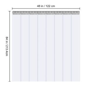 clear pvc strip curtain, 84 in height x 48 in width x 0.08 in thickness, 8 pcs walk in freezer cooler curtain strips, smooth waterproof plastic door strips for warehouse, freezer, garage doors