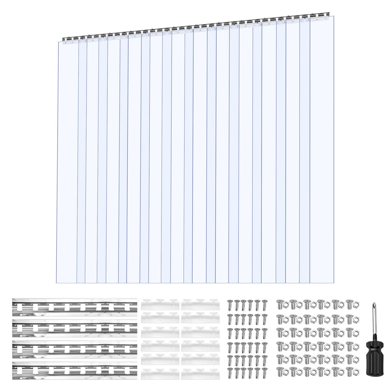 clear pvc strip curtain, 84 in height x 72 in width x 0.08 in thickness, 12 pcs walk in freezer cooler curtain strips, smooth waterproof plastic door strips for warehouse, freezer, garage doors
