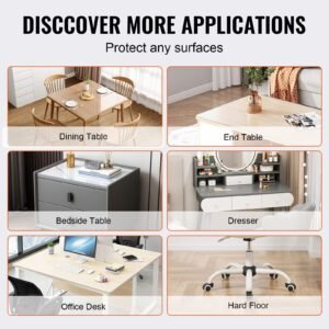 clear table cover protector, 12" x 12"/305 x 305 mm table cover, 1.5 mm thick pvc plastic tablecloth, waterproof desktop protector for writing desk, coffee table, dining room table