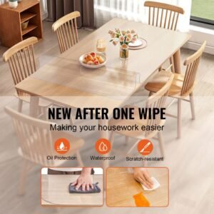 clear table cover protector, 18" x 36" rectangle table cover, 1.5 mm thick pvc plastic tablecloth, waterproof desktop protector for writing desk, coffee table, dining room table