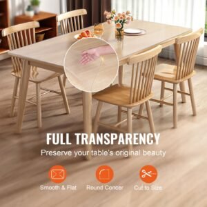 clear table cover protector, 18" x 36" rectangle table cover, 1.5 mm thick pvc plastic tablecloth, waterproof desktop protector for writing desk, coffee table, dining room table