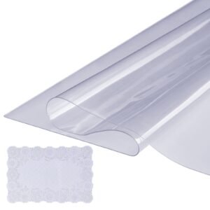 clear table cover protector, 36" x 72" rectangle table cover, 1.5 mm thick pvc plastic tablecloth, waterproof desktop protector for writing desk, coffee table, dining room table
