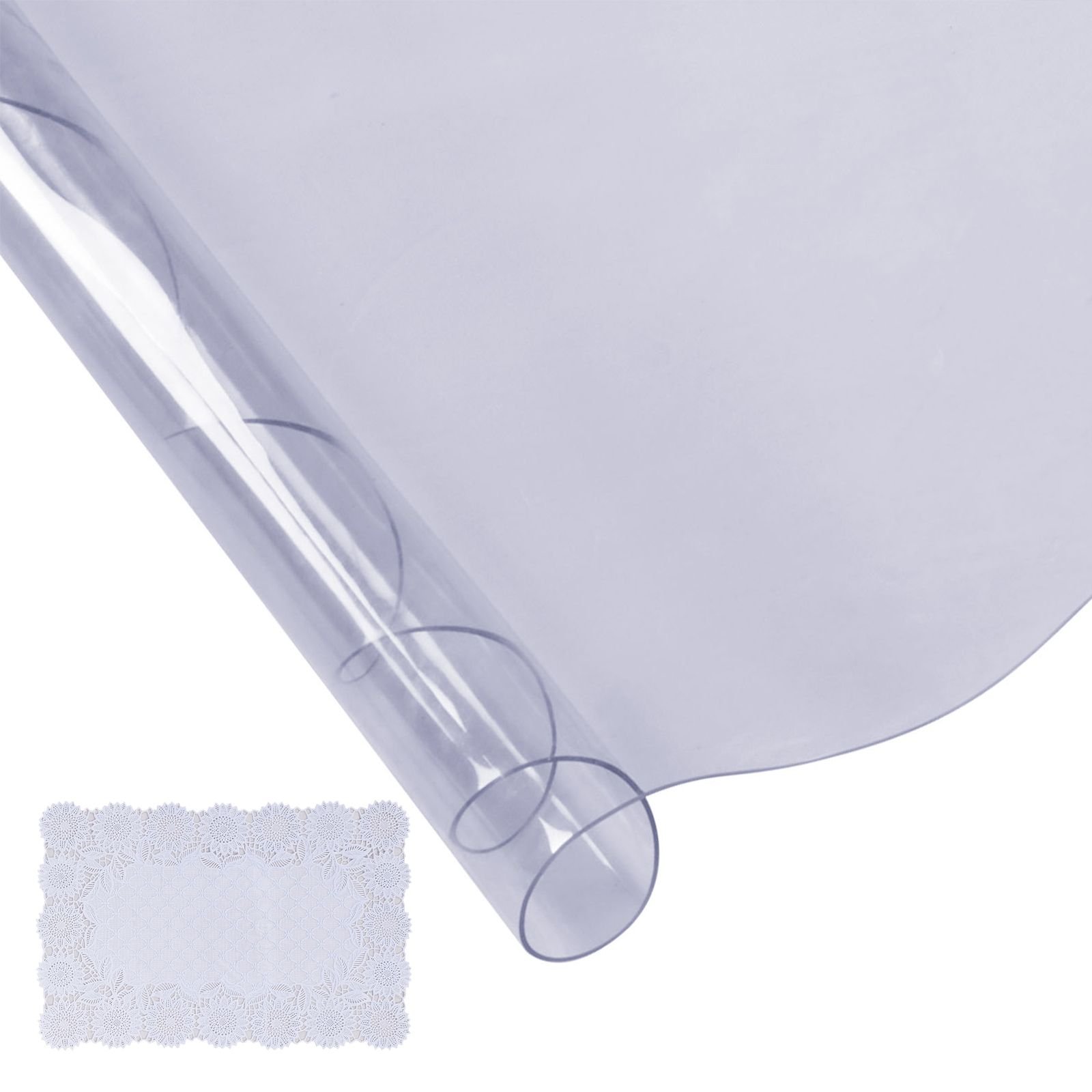 clear table cover protector, 48 inch/1230 mm round table cover, 1.5 mm thick pvc plastic tablecloth, waterproof desktop protector for writing desk, coffee table, dining room table