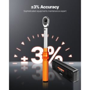 click torque wrench set, 1/4inch drive, 20 200lbf in/2.3 22.6n.m, dual direction and dual range scales, 72 tooth, ±3% high precision, with bit sockets, extension bar, for bicycle repair, orange