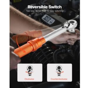 click torque wrench set, 1/4inch drive, 20 240 lbf in / 2.3 27.1n.m, dual direction and dual range scales, 72 tooth, ±3% high precision, with bits, sockets, adapters, extension bar, orange
