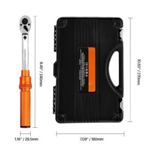 click torque wrench set, 1/4inch drive, 20 240 lbf in / 2.3 27.1n.m, dual direction and dual range scales, 72 tooth, ±3% high precision, with bits, sockets, adapters, extension bar, orange
