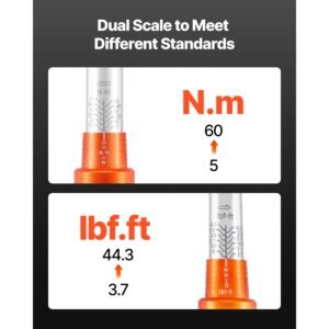 click torque wrench set, 3/8 inch drive, 5 60 n.m / 3.7 44.3 lbf.ft, dual direction, 72 tooth, ±3% high precision, with sockets, bits, extension bar, spark plug sockets, adapter, orange