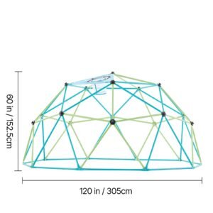 climbing dome, 10ft geometric dome climber for kids, 1000lbs loading jungle gym playground with octopus net & 2 basketballs, easy assembly outdoor backyard climbing toys gift for boys girls