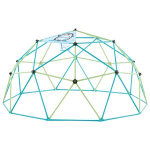 climbing dome, 10ft geometric dome climber for kids, 1000lbs loading jungle gym playground with octopus net & 2 basketballs, easy assembly outdoor backyard climbing toys gift for boys girls