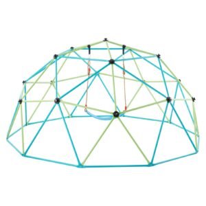 Climbing Dome, 10FT Geometric Dome Climber with Swing & Hammock, 1000LBS Loading Kid's Jungle Gym Playground, Easy-Assembly Outdoor Backyard Climbing Equipment for Boys Girls 3 to 10 Years Old