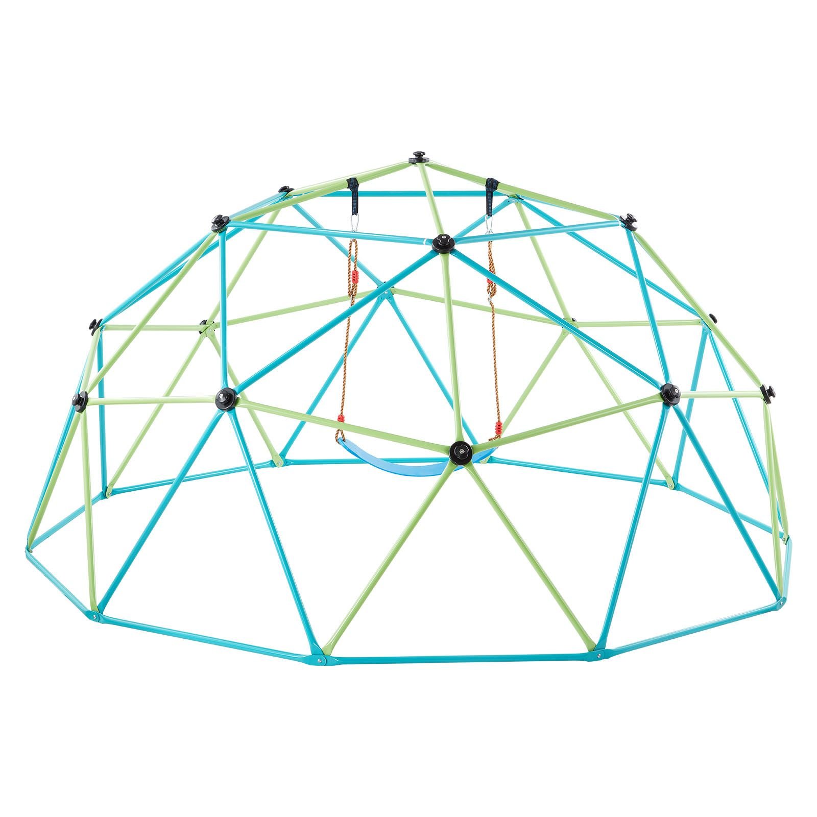 climbing dome, 10ft geometric dome climber with swing & hammock, 1000lbs loading kid's jungle gym playground, easy assembly outdoor backyard climbing equipment for boys girls 3 to 10 years old