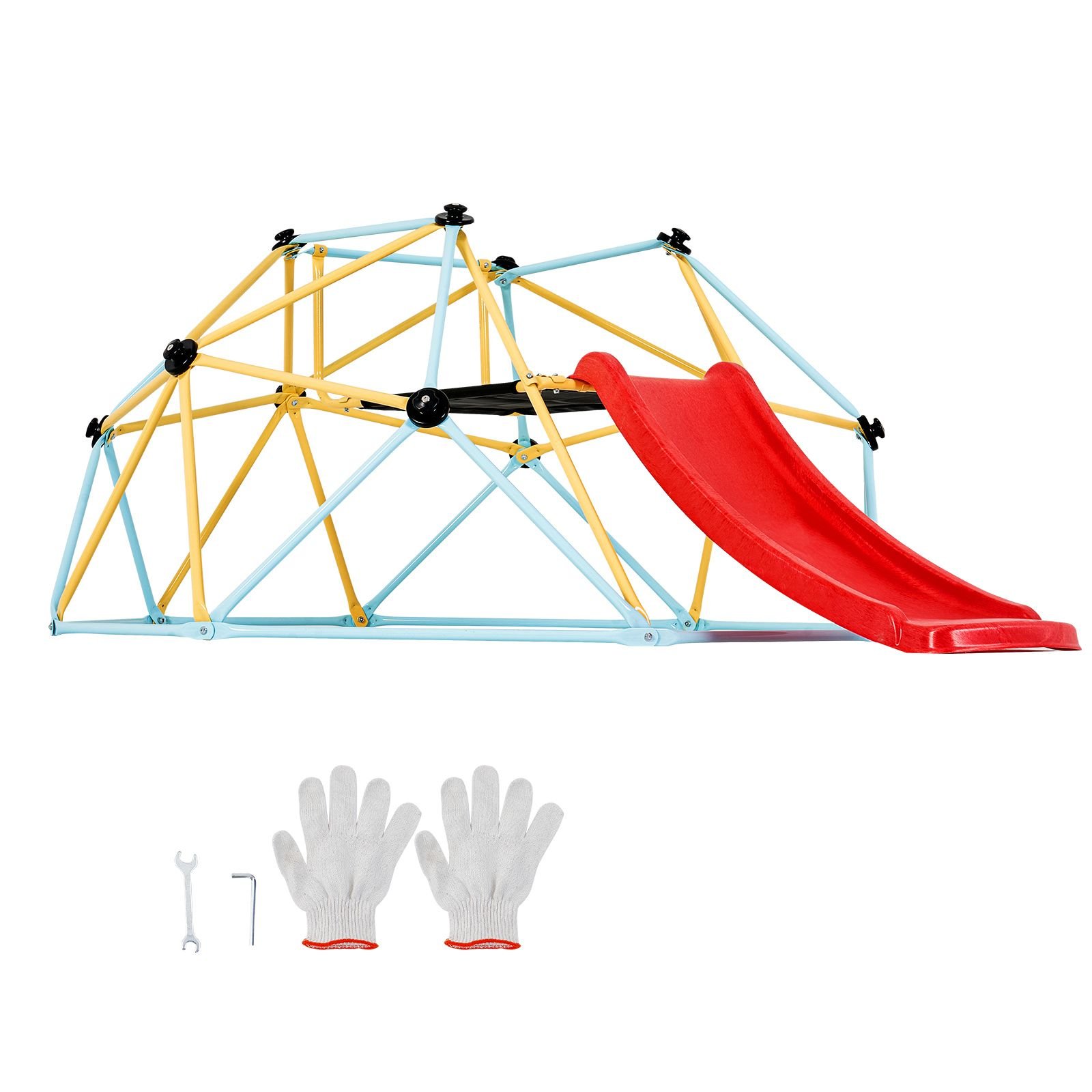 climbing dome, for kids 3 to 9 years old, 8ft geometric dome climber with slide,jungle gym supports 600lbs and easy assembly, with climbing grip, outdoor and indoor play equipment for kids