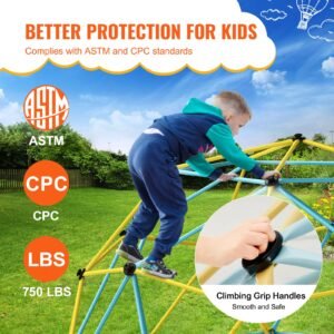 climbing dome, jungle gym supports 750lbs and easy assembly, 10ft geometric dome climber play center for kids 3 to 10 years old,with climbing grip, outdoor backyard play equipment for kids