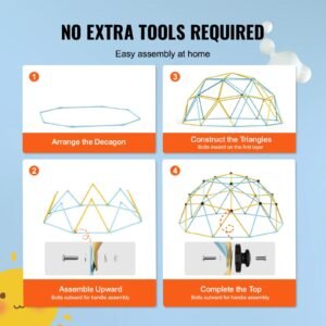 climbing dome, jungle gym supports 750lbs and easy assembly, 10ft geometric dome climber play center for kids 3 to 10 years old,with climbing grip, outdoor backyard play equipment for kids
