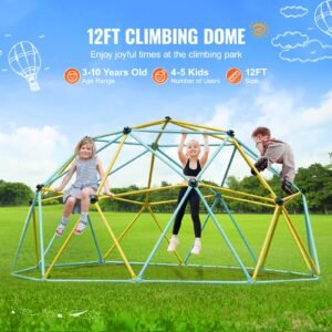 climbing dome,jungle gym supports 750lbs and easy assembly, 12ft geometric dome climber play center for kids 3 to 10 years old, with climbing grip, outdoor backyard play equipment for kids
