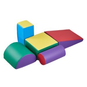 climbing toys, 5 piece set, foam climbing toys for toddlers 6 months to 3 years old, pu leather climbing blocks, indoor climb and crawl activity playset for crawling & sliding, easy to clean