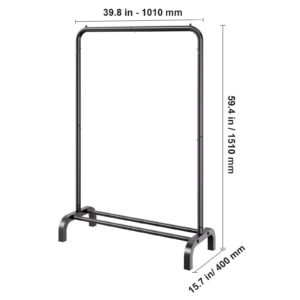 clothes rack, heavy duty clothing garment rack with hanging rod and bottom storage area, clothing rack for bedroom guest room