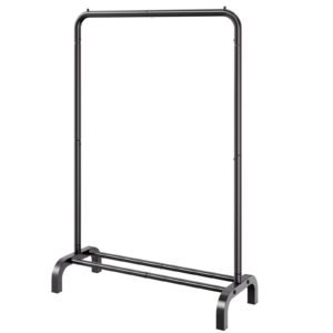 clothes rack, heavy duty clothing garment rack with hanging rod and bottom storage area, clothing rack for bedroom guest room