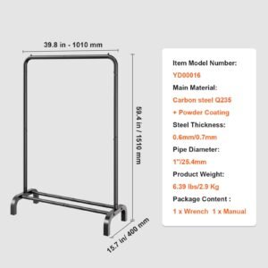 clothes rack, heavy duty clothing garment rack with hanging rod and bottom storage area, clothing rack for bedroom guest room