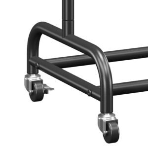 clothes rack, rolling clothing garment rack with adjustable crossbar and side hooks, 150 lbs load capacity, heavy duty carbon steel clothing racks with wheels for bedroom, laundry, living room