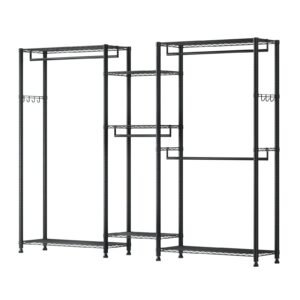 Clothing Garment Rack, Heavy Duty Closet Wardrobe, 7 Adjustable Tiers Clothes Racks with Steel Frame, 850 lbs Load Capacity Clothes Rack with 4 Hanging Rods for Bedroom, Clothing Store, Hallway